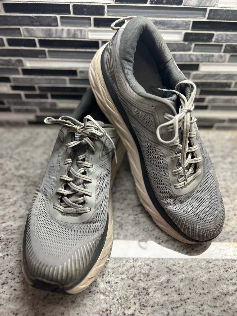 Hoka Bondi 7 Men's Neutral Gray Performance Running Shoes size 14